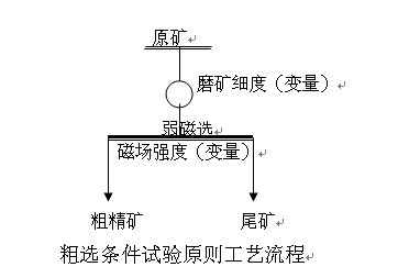 粗選條（tiáo）件試驗原則工藝流程